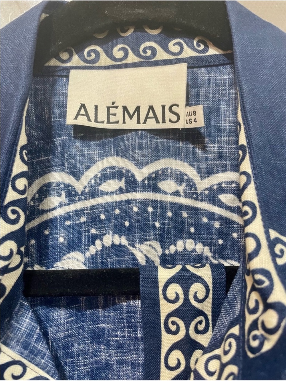 Alemais Navy Blue and White Bandana Print Mini Dress - Picture 3 of 3